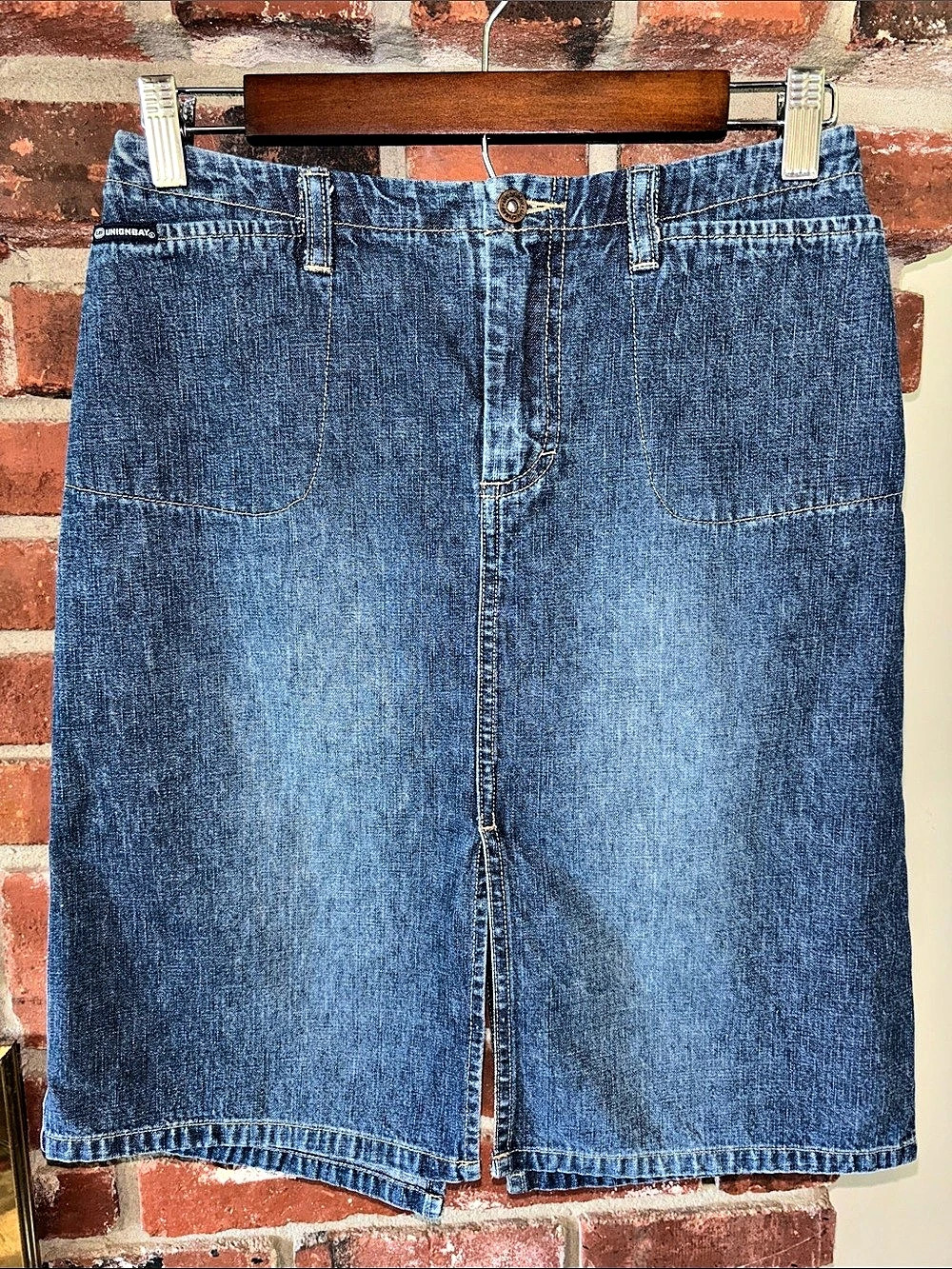 Y2K Unionbay Blue Denim Midi Skirt Size 1 Jrs, Small Women’s